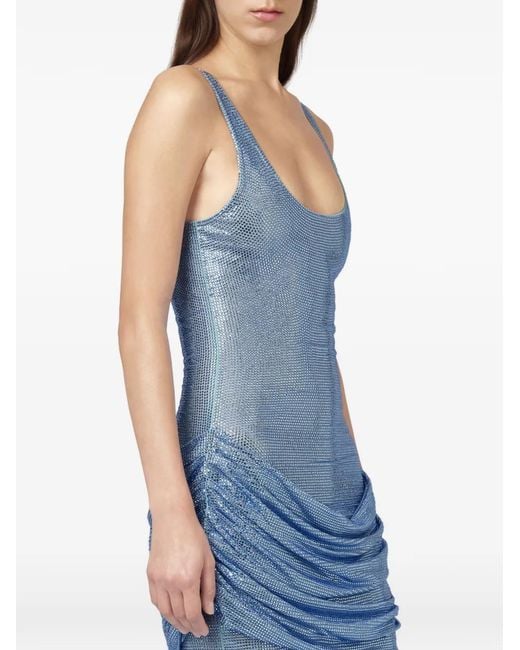 GIUSEPPE DI MORABITO Blue Crystal-Embellished Draped Maxi Dress
