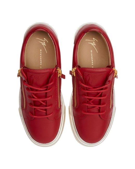 Giuseppe Zanotti Red Gail Zip-fastening Leather Sneakers
