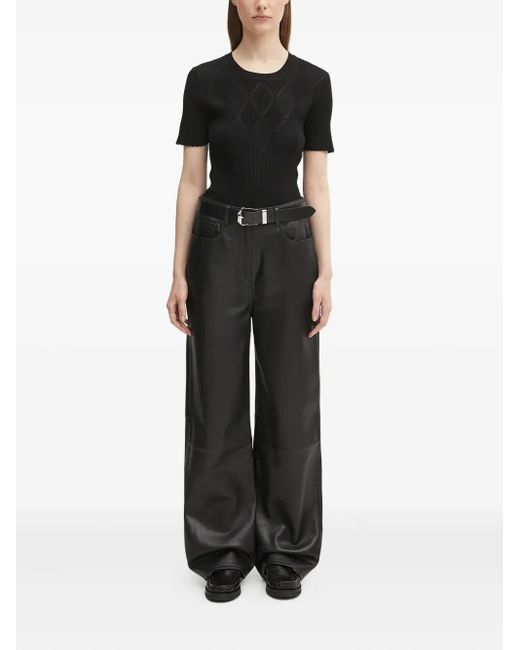 KENZO Black Ribbed-Knit Diamond-Pattern Top