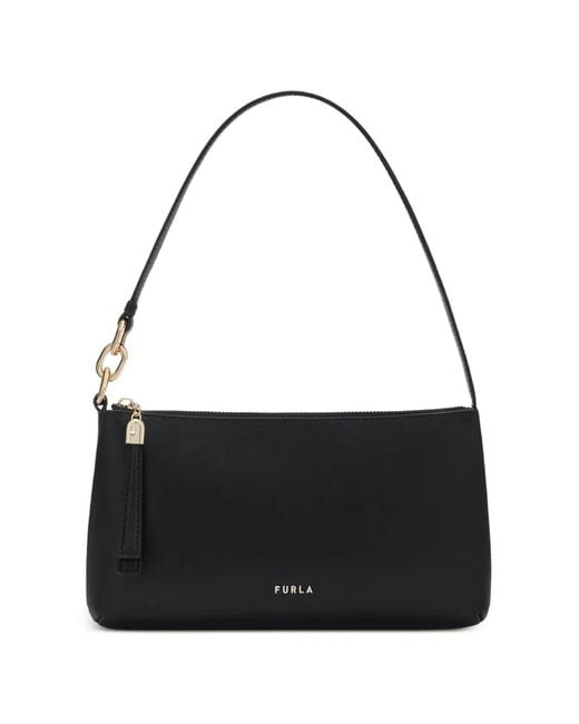 Furla Black Cassiopea Leather Shoulder Bag
