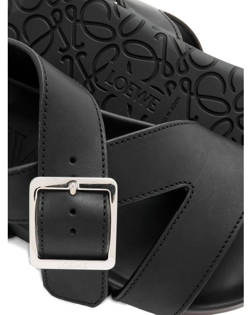 Loewe Black Buckle-Strap Flat Sandals