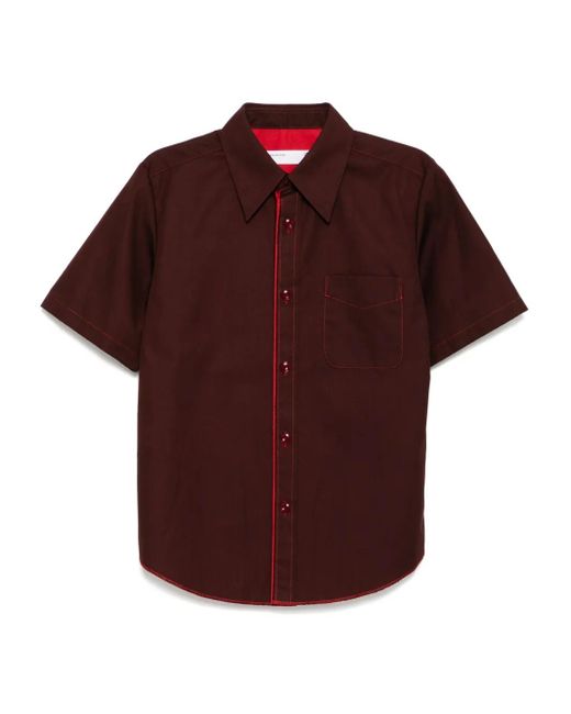 Toga Pigment コーティング シャツ Red