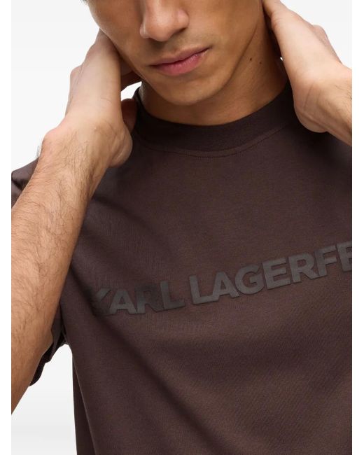 Karl Lagerfeld Brown Logo-Print T-Shirt for men