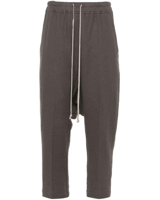 Rick Owens Gray Drop-crotch Cropped Trousers