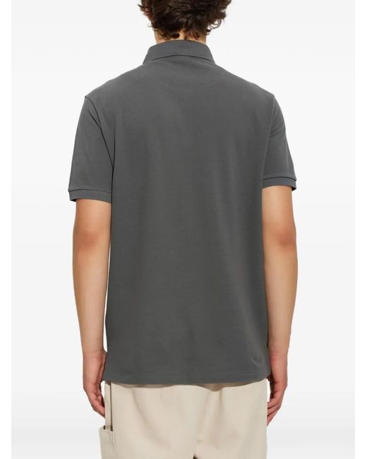 Etro Gray Embroidered-Logo Polo Shirt for men