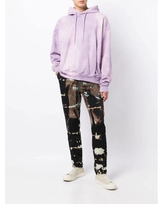Stain Shade Black Tie-Dye Straight-Leg Trousers for men