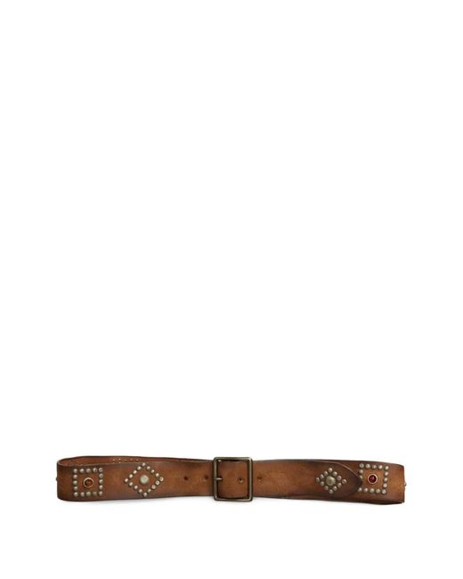RRL White Studded Leather Belt for men