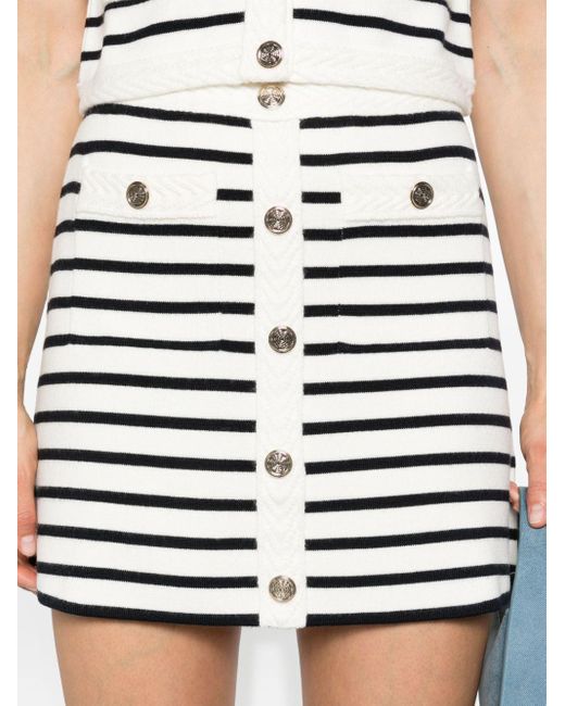 Maje Black Striped Knitted Miniskirt