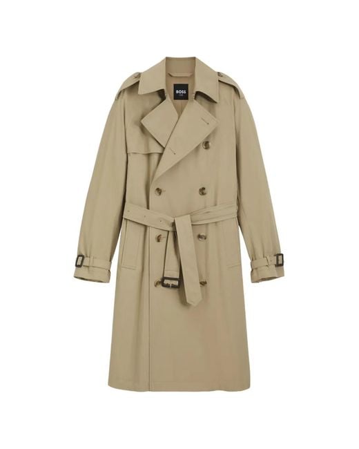 Boss Natural Double-Breasted Trench Coat for men