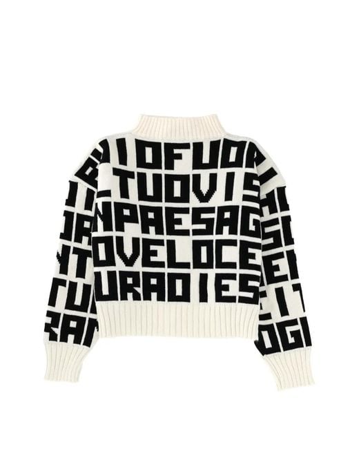MSGM Black Cropped Long-Sleeve Sweater