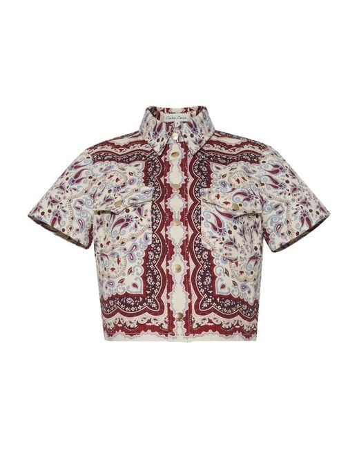 Cara Cara Gray Paro Paisley Print Short-sleeved Shirt