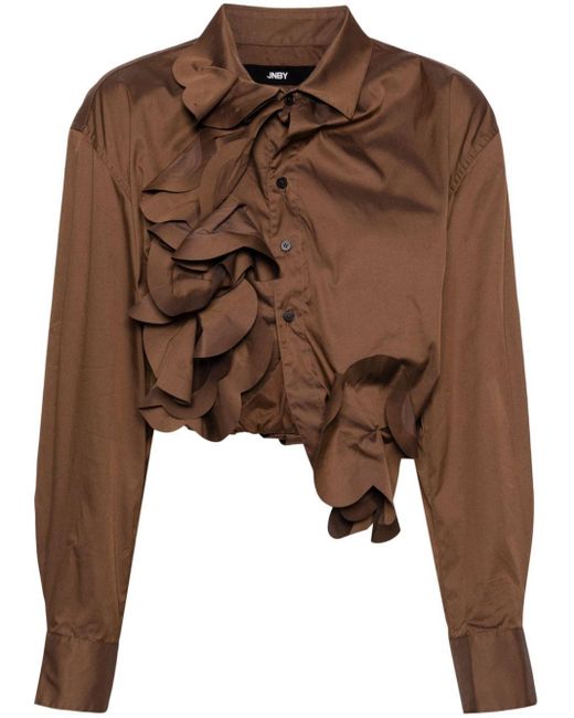 JNBY Brown Flower-detailing Cotton Shirt