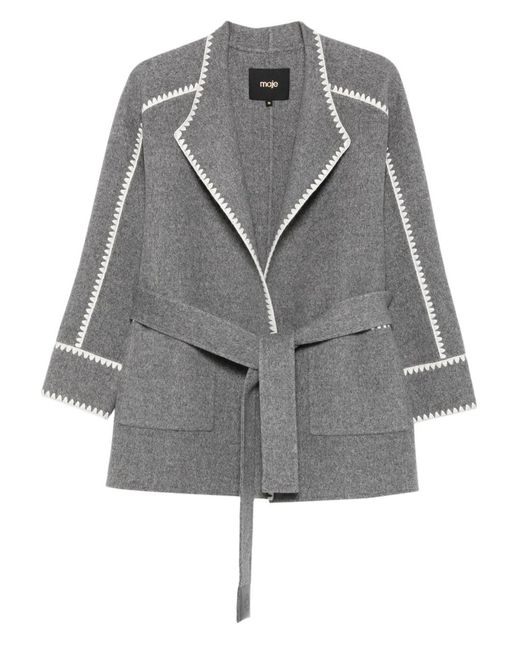 Maje Gray Double-Breasted Wool Coat