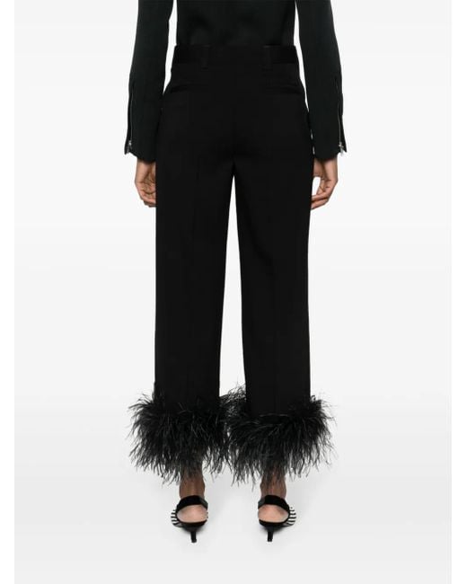 Miu Miu Black Feather-Trimmed Trousers