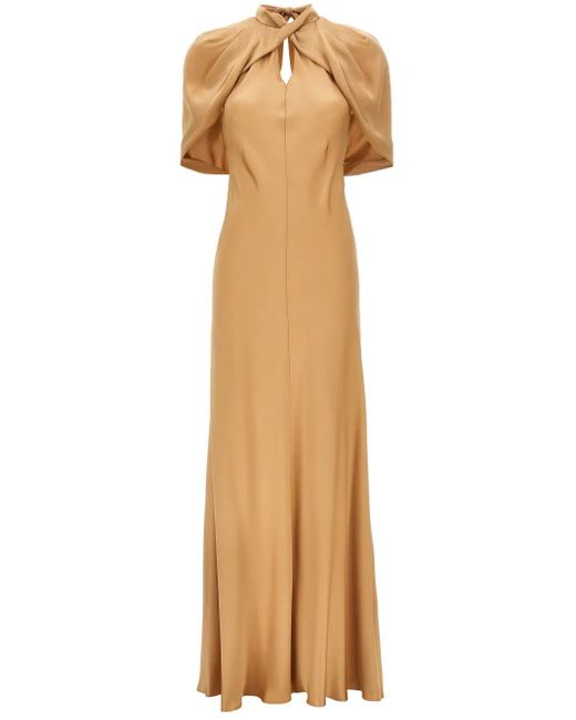 Alberta Ferretti ドレープ マキシドレス Natural