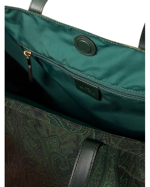 Etro Green Cabas En Nylon Unfold Me À Motif Arnica Dégradé
