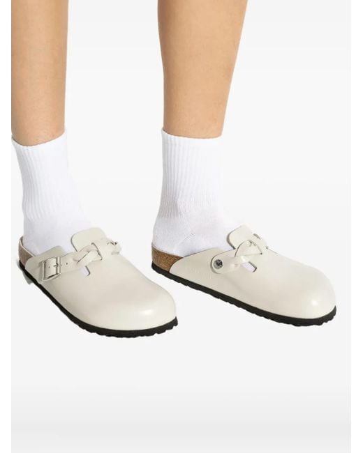 Birkenstock White Buckle Strap Mules