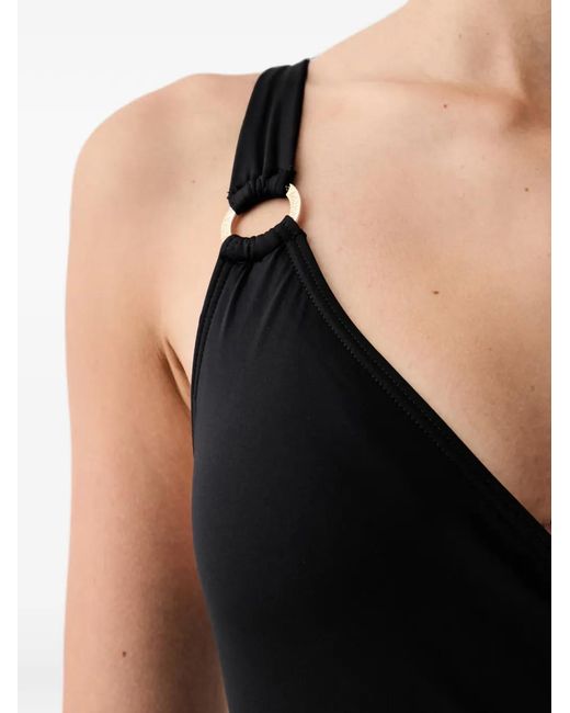 MICHAEL Michael Kors Black Wrap-Style Ring-Detail Swimsuit