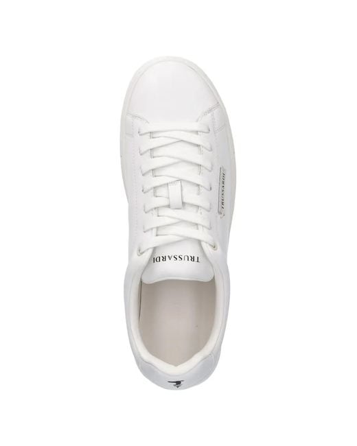 Trussardi White Logo-Patch Sneakers for men