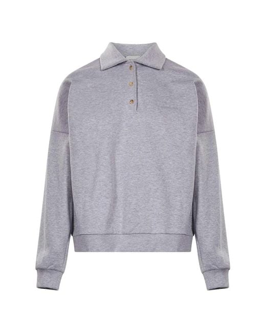 Magda Butrym Gray Button-Down Polo Top