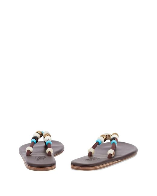 Ancient Greek Sandals Brown Saionara Bead-Embellished Sandals