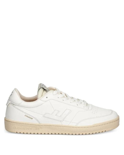 Flamingos White Stadion Logo-Appliqué Sneakers