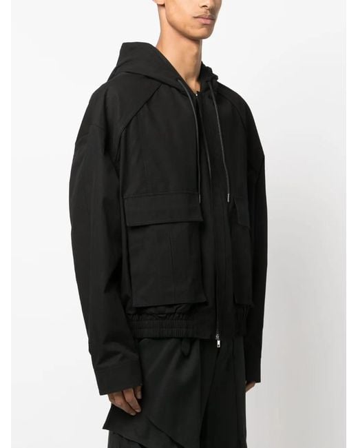 Juun.J Black Drawstring Hooded Jacket for men