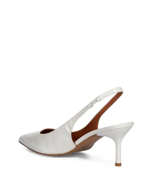JONAK PARIS White Diamantine Pointed-Toe Slingback Pumps