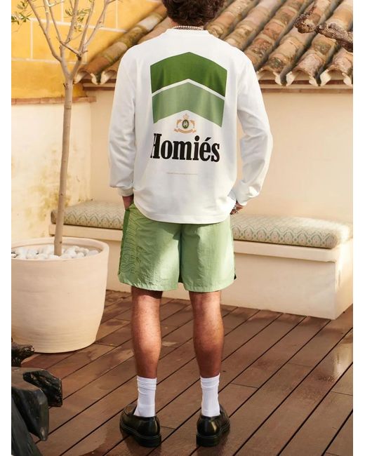 Homies Marbella Green Racing Logo-Detail Shorts for men