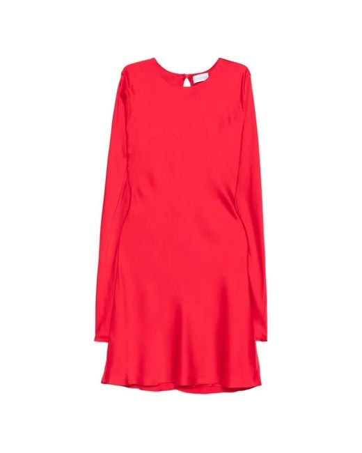 Silkylicious Red Long-Sleeve Short Dress
