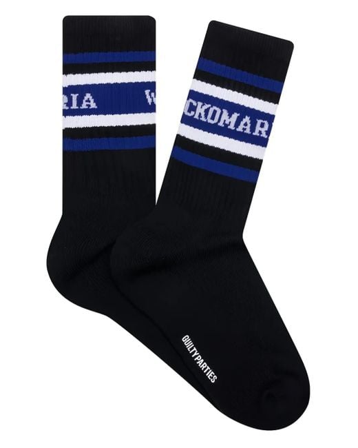 Wacko Maria Black Skater Type 1 Striped Socks for men