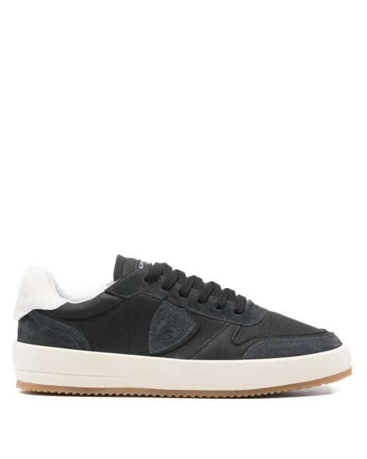 Philippe Model Black Leather-Panelled Sneakers for men