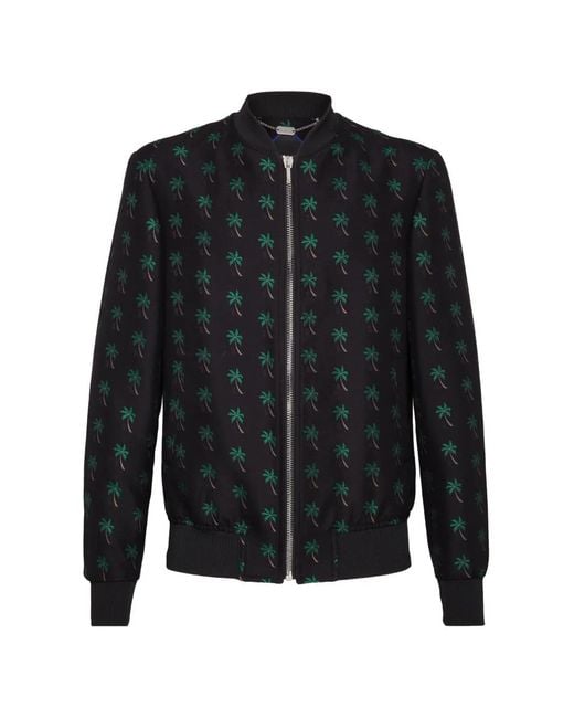 Billionaire Black Palm-Embroidered Bomber Jacket for men