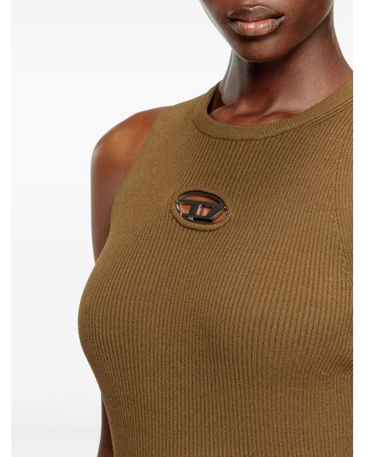 DIESEL M-Caddix Geribbelde Jurk Met Metallic Logo in het Green