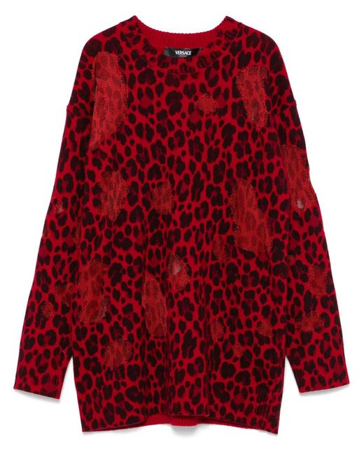 Versace Blazer Met Luipaardprint in het Red