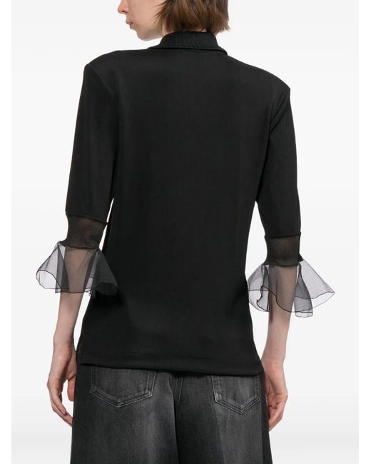 Toga Black Polo À Bords En Tulle