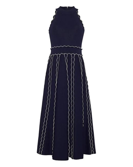 Cara Cara Blue Rosendale Scalloped Knitted Midi Dress