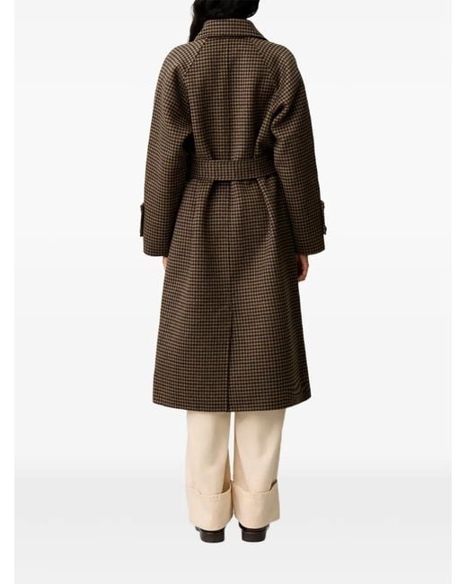 Claudie Pierlot Brown Mid-Length Checked Belted Coat
