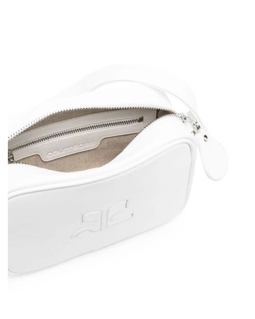 Courreges White Logo-Patch Leather Camera Bag