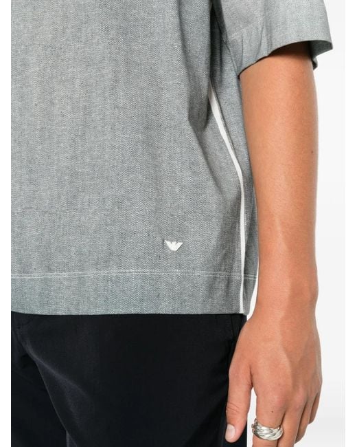 Emporio Armani Gray Ombré-Effect Logo-Plaque T-Shirt for men
