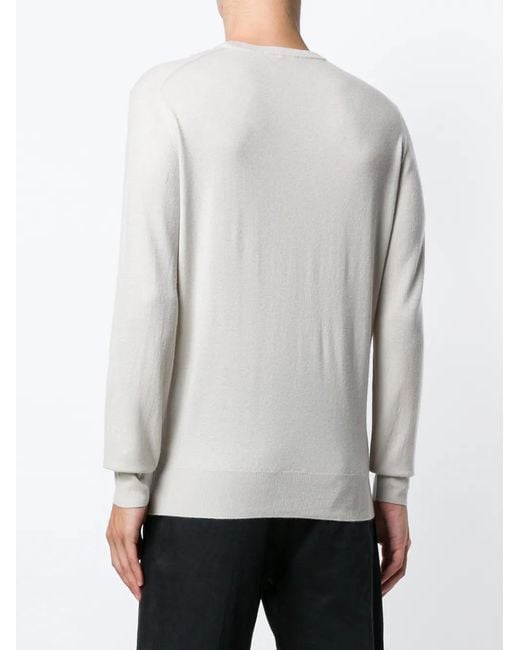 Loro Piana White Crew Neck Pullover for men