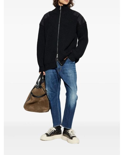 DSquared² Black Zip Shoulder-Panel Cardigan for men