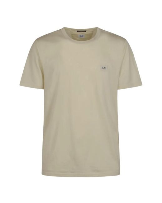 C P Company Natural Logo-Patch Cotton T-Shirt for men