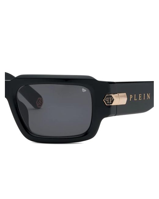 Philipp Plein Black Rectangle-Frame Sunglasses for men