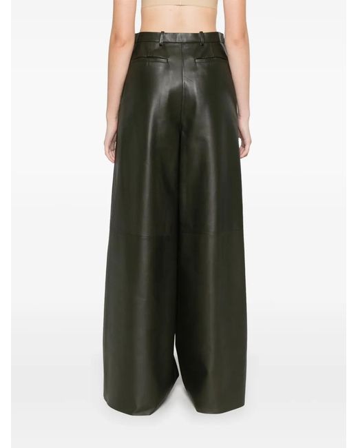 Fabiana Filippi Gray Leather Trousers