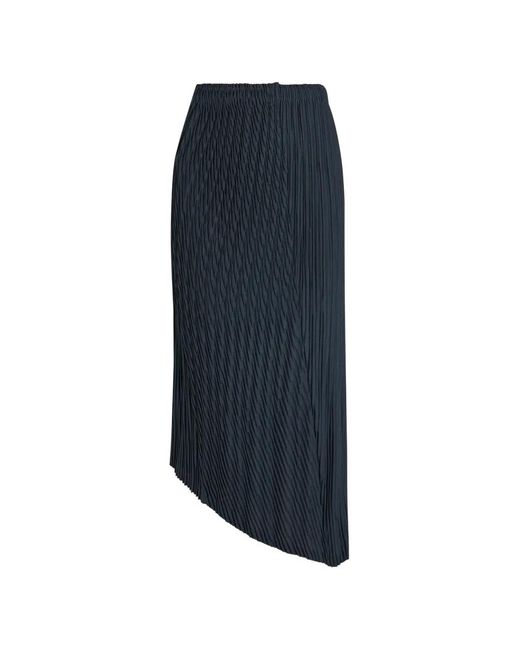 Issey Miyake Blue Unfurling Pleats Asymmetric Skirt