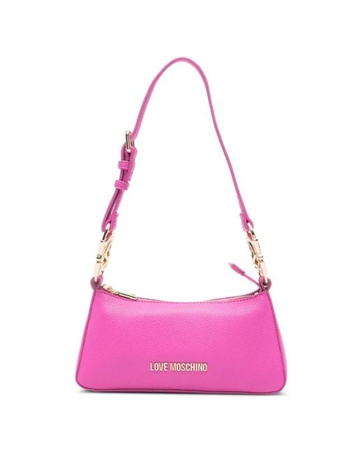 Love Moschino Pink Logo-Lettering Shoulder Bag