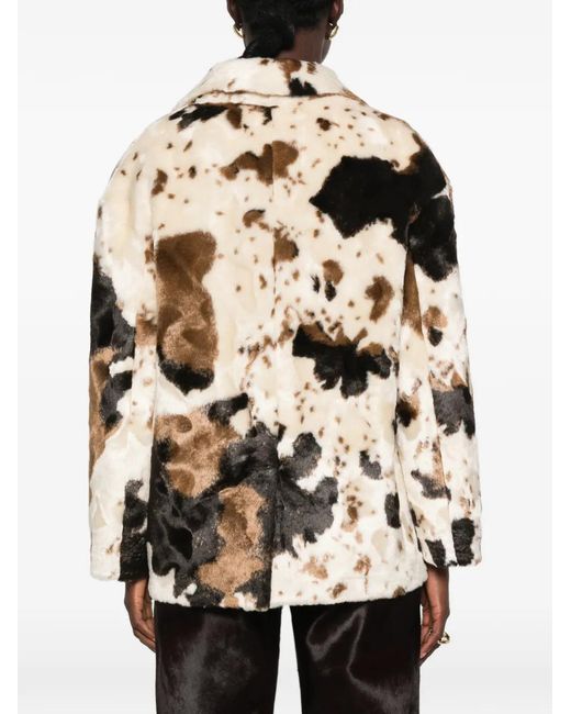 VALENTINI 1972 Natural Cow-Print Double-Breasted Coat