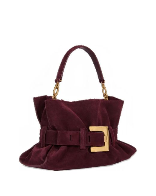 Balmain Purple Medium Anthem Suede-Leather Bag