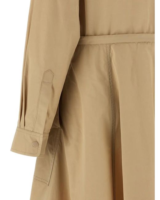 Moncler Natural Robe Mi-Longue À Boutons Pression